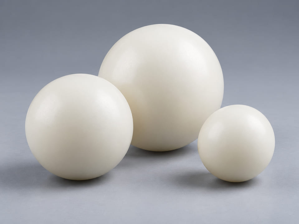 CGI product concept of PA6 / PA66 Nylon Balls; illustrative material and geometry