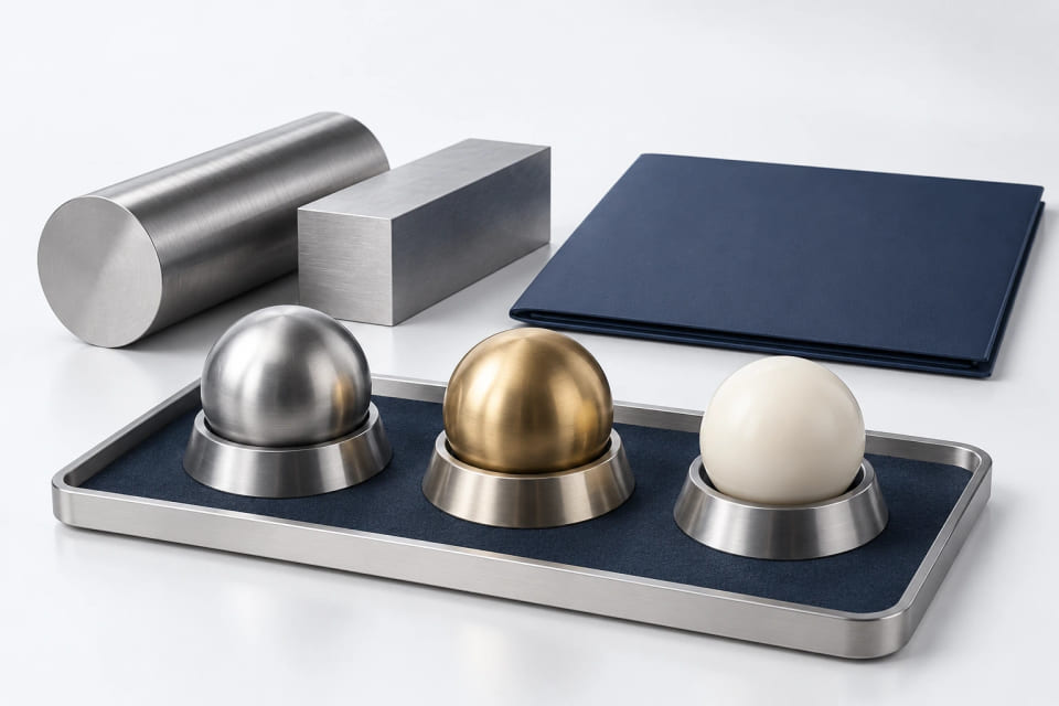 Materialhintergrund und fertige sphärische Komponenten