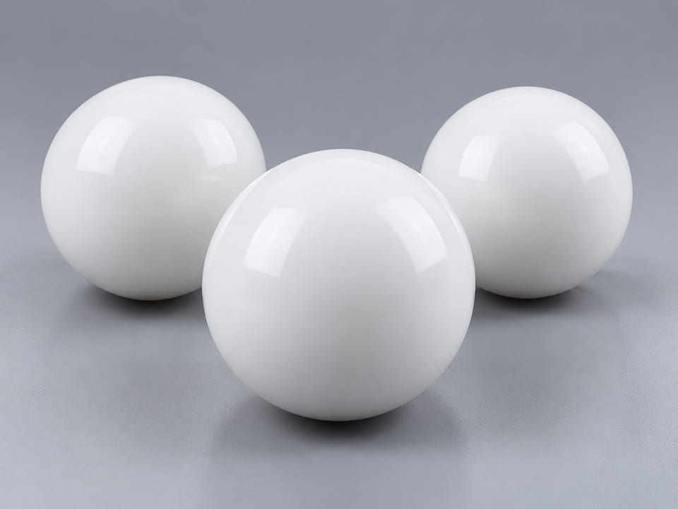 Concept de produit CGI de billes en acétal POM ; matériau et géométrie illustratifs