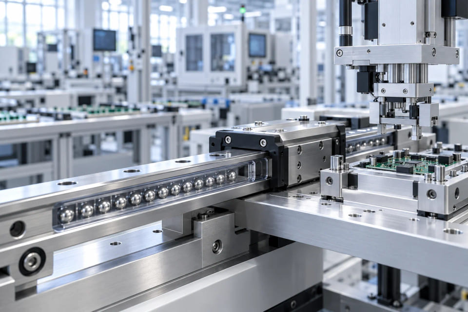 CGI concept of a linear-motion interface and automated electronics-handling fixture
