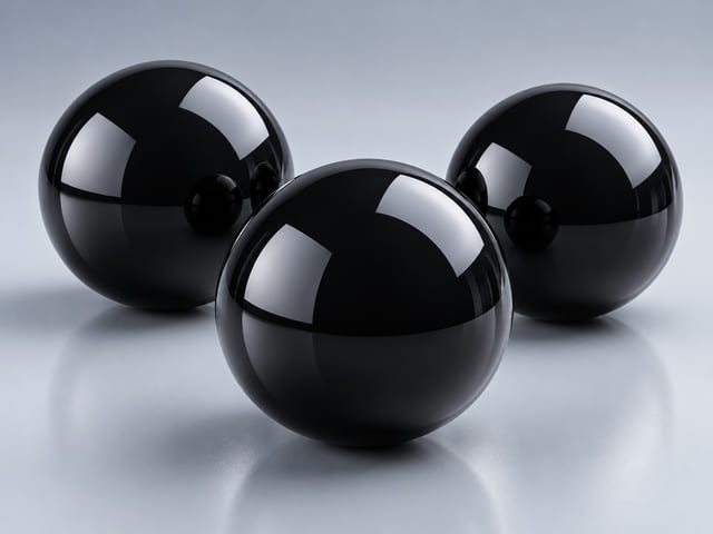 CGI illustration of Black Glass Balls