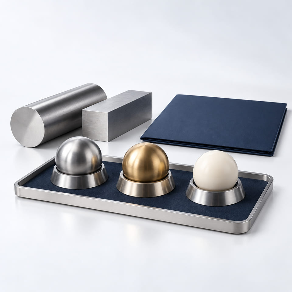 CGI concept of material samples and an engineering review setting