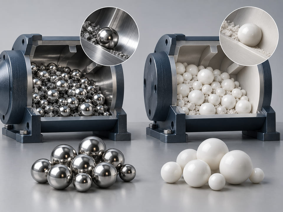 Konzeptionelle CGI-Darstellung: Prüfung von Material und Aufbau der Mahl- und Gleitschleifkörper