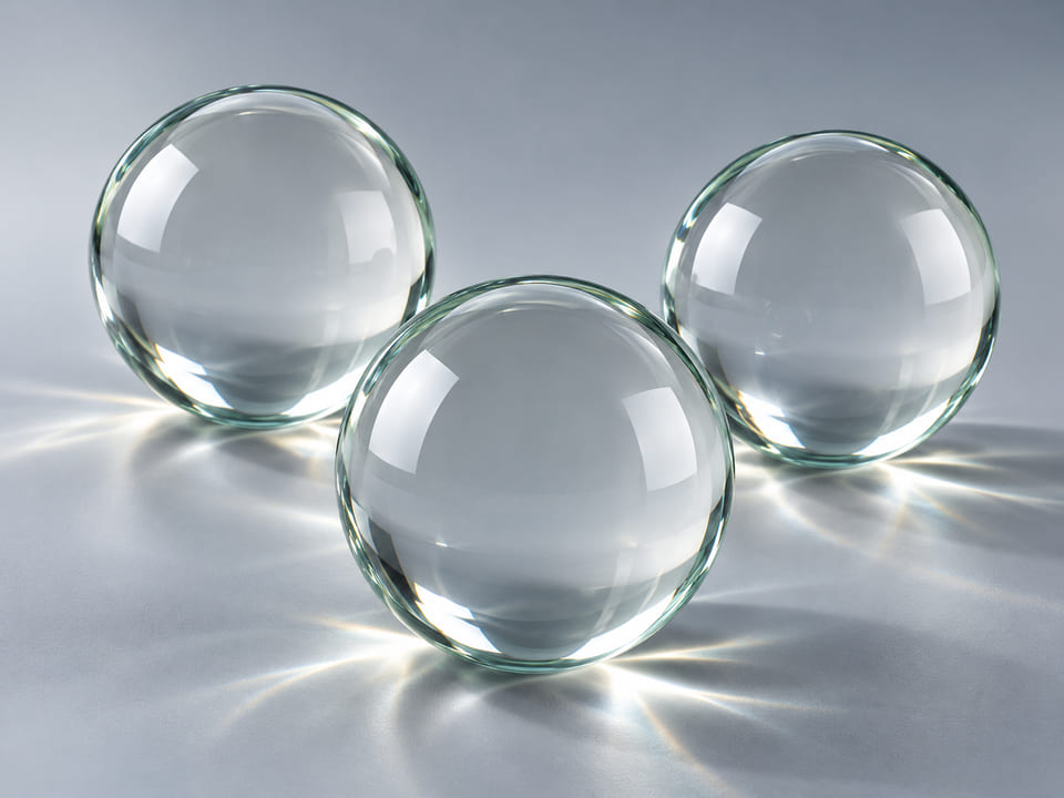CGI product concept of Soda-Lime Glass Balls; illustrative material and geometry